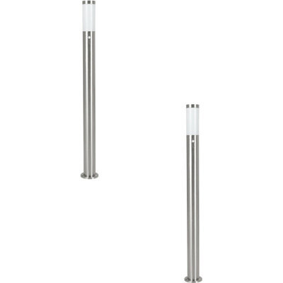 2 Pack Ip44 Outdoor Stainless Steel Bollard Lights With Pir Sensor - 1100mm Lamp Post - image 1