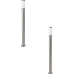 2 Pack Ip44 Outdoor Stainless Steel Bollard Lights With Pir Sensor - 1100mm Lamp Post