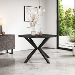 More4Homes Calne Concrete Ceramic Round Dining Table & 4 Anika Velvet Black Chairs - thumbnail 8