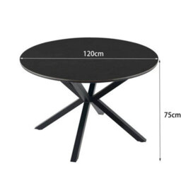 More4Homes Calne Concrete Ceramic Round Dining Table & 4 Anika Velvet Black Chairs - thumbnail 9