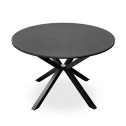 More4Homes Calne Concrete Ceramic Round Dining Table & 4 Anika Velvet Black Chairs - thumbnail 2
