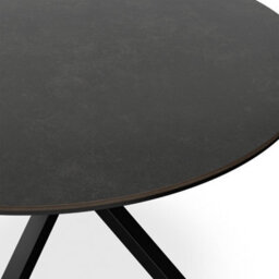 More4Homes Calne Concrete Ceramic Round Dining Table & 4 Anika Velvet Black Chairs - thumbnail 4