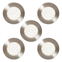 Litecraft 5 Pack Charles Satin Nickel Warm White Kitchen Led Recessed Under Cabinet Light