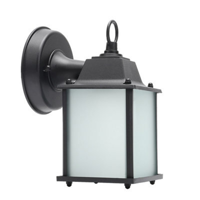 Living And Home E27 Glass Square Lantern Shade Outdoor Waterproof Metal Wall Light With Black Frame - image 1