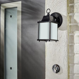 Living And Home E27 Glass Square Lantern Shade Outdoor Waterproof Metal Wall Light With Black Frame - thumbnail 3