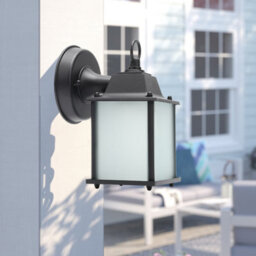 Living And Home E27 Glass Square Lantern Shade Outdoor Waterproof Metal Wall Light With Black Frame - thumbnail 2