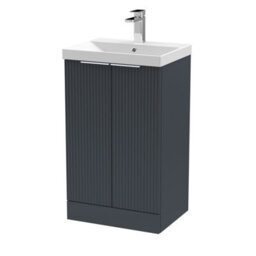 Balterley Tixall Fluted 2 Door Floor Standing Vanity Unit With Thin Edge Basin, Dark Grey, 500mm - thumbnail 1
