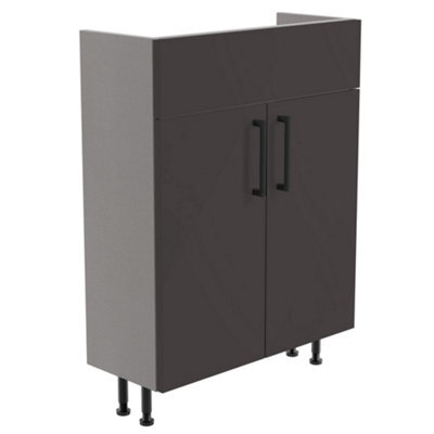 Ennis Matt Graphite Contemporary Freestanding Fitted Bathroom Slim Vanity Base Unit (W)600mm (H)820mm - image 1