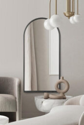 "Mirroroutlet Arcus - Black Framed Arched Leaner/wall Mirror 63"" X 31"" (160Cm X 80Cm)" - thumbnail 2