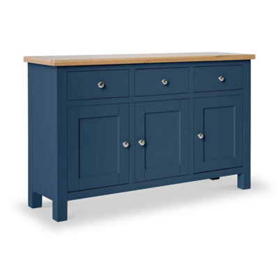 Farro Navy Large Sideboard Fully Assembled - Painted With Oak Top By Roseland Furniture - image 1