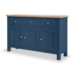 Farro Navy Large Sideboard Fully Assembled - Painted With Oak Top By Roseland Furniture - thumbnail 2