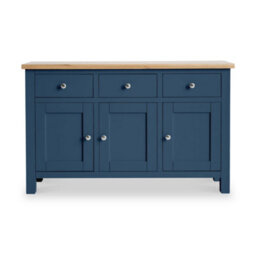 Farro Navy Large Sideboard Fully Assembled - Painted With Oak Top By Roseland Furniture - thumbnail 3