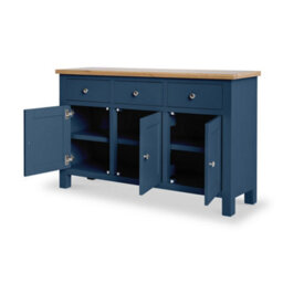 Farro Navy Large Sideboard Fully Assembled - Painted With Oak Top By Roseland Furniture - thumbnail 5