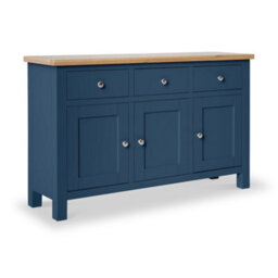 Farro Navy Large Sideboard Fully Assembled - Painted With Oak Top By Roseland Furniture