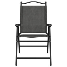 Berkfield Folding Garden Chairs 2 Pcs Melange Grey Steel And Textilene - thumbnail 5