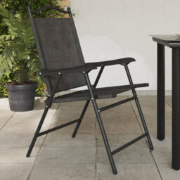 Berkfield Folding Garden Chairs 2 Pcs Melange Grey Steel And Textilene