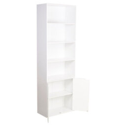 Urbn-Living Urbnliving Height 180Cm 6 Tier Bookcase With 2 Door Cupboard Cabinet Storage Shelving Display Colour White Wood Shelf - thumbnail 3