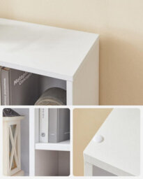 Songmics Storage Bookcase With 5 Compartments, Display Cabinet Organizer, Room Divider Stand For Living Room Bedroom Office, White - thumbnail 7