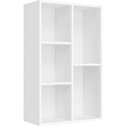 Songmics Storage Bookcase With 5 Compartments, Display Cabinet Organizer, Room Divider Stand For Living Room Bedroom Office, White - thumbnail 9