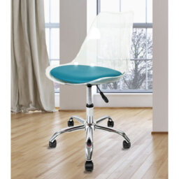 Fusion Living Soho Clear Plastic Dining Chair With Swivel Base Teal - thumbnail 6
