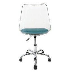 Fusion Living Soho Clear Plastic Dining Chair With Swivel Base Teal - thumbnail 4