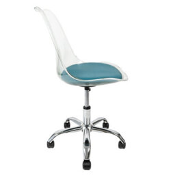 Fusion Living Soho Clear Plastic Dining Chair With Swivel Base Teal - thumbnail 2