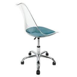 Fusion Living Soho Clear Plastic Dining Chair With Swivel Base Teal - thumbnail 3