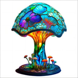 London Boutique Mushroom Table Lamp, 15 Cm Stained Glass Night Light, Usb Rechargeable Resin Desk Lamp, Bedroom Decor - thumbnail 2