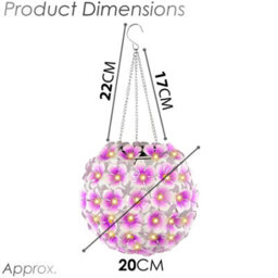Geezy Solar Powered Flower Ball Light Hanging Garden Decor Outdoor Waterproof Ornament - thumbnail 6