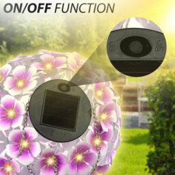Geezy Solar Powered Flower Ball Light Hanging Garden Decor Outdoor Waterproof Ornament - thumbnail 3