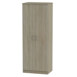 Ready Assembled Contemporary Matt Dark Oak Effect Tall Double Wardrobe (H)1970mm (W)740mm (D)530mm - thumbnail 1