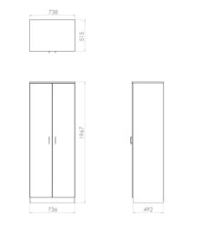 Ready Assembled Contemporary Matt Dark Oak Effect Tall Double Wardrobe (H)1970mm (W)740mm (D)530mm - thumbnail 3