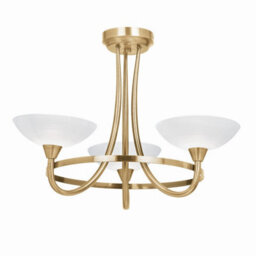 Luminosa Lighting Luminosa Cagney 3 Light Semi Flush Multi Arm Ceiling Light Antique Brass, White Glass, G9 - thumbnail 6