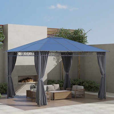 Outsunny 3 X 3.6(M) Hardtop Gazebo For Patio W/ Polycarbonate Curtains - image 1