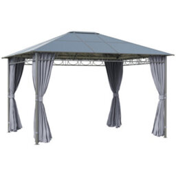 Outsunny 3 X 3.6(M) Hardtop Gazebo For Patio W/ Polycarbonate Curtains - thumbnail 2