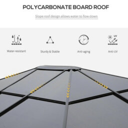 Outsunny 3 X 3.6(M) Hardtop Gazebo For Patio W/ Polycarbonate Curtains - thumbnail 4