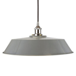 French Grey Large Chancery Painted Dome Pendant Light With Nickel Lamp Holder And Black Round Cable - Se Home - thumbnail 1