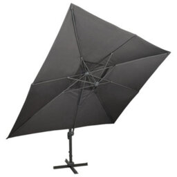 Berkfield Cantilever Umbrella With Double Top Anthracite 400X300 Cm - thumbnail 2