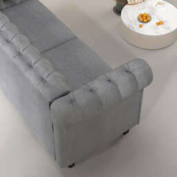 Mcc Direct Large 2 Seater Chesterfield Style Button Back Sofa/couch Linen Fabric Settee Grey - Victoria - thumbnail 6