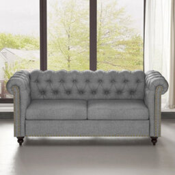 Mcc Direct Large 2 Seater Chesterfield Style Button Back Sofa/couch Linen Fabric Settee Grey - Victoria - thumbnail 5