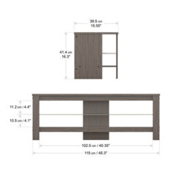 "Avf Calibre Plus 1.15M Tv Stand With Glass Shelf, For Tvs Up To 55"" - Grey Oak" - thumbnail 3