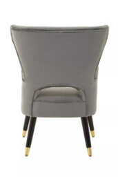 Orsina Grey Velvet Armchair For Reading Books, Accent Chair With Gold Finish Rubberwood Legs, Modern Velvet Chair - thumbnail 4