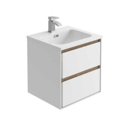 Plum&clay Norton White & Oak Wall Hung Vanity Unit & Basin Set Bathroom Furniture (W)500mm (H)530mm