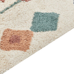 Wyld And Coco Boho Hand-Tufted Cotton Rug 80 X 150 Cm - Multicolour Diamond Pattern With Tassels - thumbnail 3