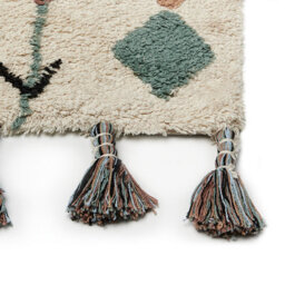 Wyld And Coco Boho Hand-Tufted Cotton Rug 80 X 150 Cm - Multicolour Diamond Pattern With Tassels - thumbnail 6
