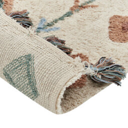 Wyld And Coco Boho Hand-Tufted Cotton Rug 80 X 150 Cm - Multicolour Diamond Pattern With Tassels - thumbnail 5