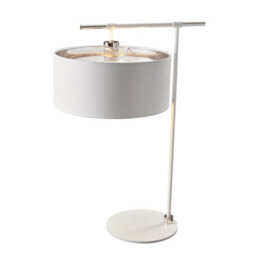 Elegant White And Silver Table Lamp With Led E27 Bulb - thumbnail 1