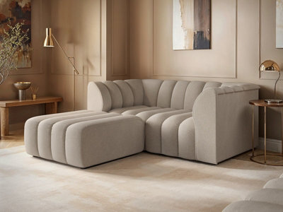 Solace+Co Halle 2 Seater With Footstool Beige Chenille - image 1