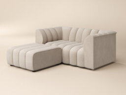 Solace+Co Halle 2 Seater With Footstool Beige Chenille - thumbnail 3