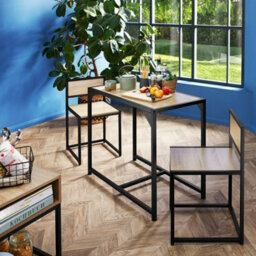 Tectake Dining Table And Chairs Milton - 3-Piece Set - Industrial Wood Dark, Rustic - thumbnail 8
